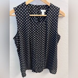 Chico’s Black Polka Dot Pleated Sleeveless Top